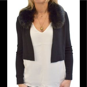 100% Cashmere Minnie Rose Sweater/ fur collar